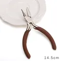 Alicates de joyería marrones de 14,5 cm con punta redonda y plana para manualidades - Alicates de Bucle de 3 Pasos / 14.5cm / Café