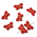 Red butterfly-shaped glass beads with gold trim for DIY jewelry making and bracelets - 19x11mm / Butterfly (1 Piece/Pack) / Red Series
