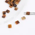 Cuentas rectangulares de piedra ojo de tigre con doble agujero para hacer joyas DIY - Ojo de Tigre