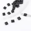 Cuentas rectangulares negras de doble agujero en hematita para creación de joyas DIY - Ágata negra