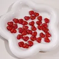 DIY strawberry red heart beads with gold dots in a white floral ceramic tray - 14x12mm / Polka Heart (1 Piece/Pack) / Red Series