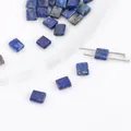 Cuentas rectangulares azul oscuro estilo lapislázuli con doble agujero para joyas DIY - Piedra de Puntos Azules