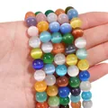 Perline colorate in pietra occhio di gatto lucida per creazione gioielli fai-da-te - 10mm Colori Misti (20 Pezzi/Confezione)