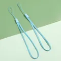Set van twee lichtblauwe gevlochten polyester lanyards voor telefoons en sleutels - Blauw