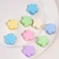 Perles en acrylique en forme de fleur aux couleurs macaron pour bijoux DIY et porte-clés - Fleur de prunier / Lot de 5 (22x14mm, Trou d'environ 6.5mm) / Couleurs Mélangées Aléatoires
