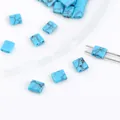 Cuenta rectangular de piedra imperial verde azulada con dos agujeros para joyería DIY - Turquesa