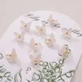 Pink and white gradient butterfly charms with pearl finish and gold beads for jewelry DIY - 10x11mm (5 Pieces/Pack) / White Peach Blue Tears Effect
