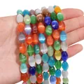 Perle ovali occhio di gatto colorate in arancione, viola e verde per gioielli fai da te - 8x12mm Colori Misti (10 Pezzi/Confezione)