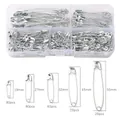 Lot de 260 épingles de sûreté en métal argenté en 5 tailles avec boîte de rangement - Multi-Taille en Boîte / Argent