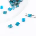 Cuentas cuadradas de piedra imperial azul vibrante para manualidades de joyería DIY - Apatita