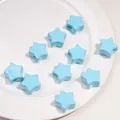 Pastel blue star-shaped acrylic beads with large holes for DIY jewelry and phone chains - Pentagram / 1 Piece/Pack (22x14mm, Hole Approx 6.5mm) / Blue