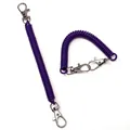 Elastic purple spiral spring keychain with durable silver metal lobster clasps - Double Buckle Style / 1 Piece/Pack (18cm) / Deep purple