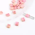 Cuentas rectangulares de dos agujeros con patrón de mármol rosa para joyería DIY - Pink Imperial Stone