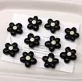 Glossy black acrylic five-petal flower beads for DIY jewelry and phone chain making - 19mm (Aperture Approx 2.8mm) / Black (5 Pcs/Pack)