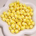 12mm geel en wit gestreepte acryl watermeloen kralen voor DIY sieraden maken - Tweekleurige Watermeloen Kraal / 10 Stuks (12mm) / Geel