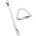 White retractable plastic spiral spring keychain with durable silver metal lobster clasps - Double Buckle Style / 1 Piece/Pack (18cm) / White