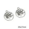 Versilberte hohle Lebensbaum-Anhänger für DIY-Schmuck, 20x17mm große Charms - Geld Glücksbaum