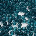 Deep cyan transparent glass round beads with hole for handmade DIY jewelry bracelets - 8mm (1.5mm Hole, 30 Pieces/Pack) / Peacock Blue