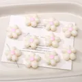 DIY cream white acrylic five-petal flower beads with pink center for jewelry making - 19mm (Aperture Approx 2.8mm) / Off-White (5 Pcs/Pack)