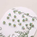 Light blue resin lily of the valley flower pendants with gold beads for DIY jewelry - 6mm / Three-Petal Flower / 5 Pieces / Blue (AB Effect)