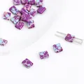 Cuentas rectangulares planas de mármol púrpura con doble agujero para pulseras - Purple Imperial Stone
