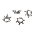 Vintage silver alloy 3D crown spacer beads for DIY jewelry making and necklaces - 15x6mm (20 Pieces/Pack) / Antique Silver