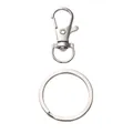 DIY silver metal lobster clasp and split key ring set for handmade crafts making - 32mm Clasp + 30mm Ring (5 Sets/Pack) / White K/Silver