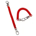 Retractable red spring coil keychains with silver metal lobster clasps on white background - Double Buckle Style / 1 Piece/Pack (18cm) / Red