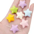 Mezcla de cuentas de estrella de acrílico para joyería DIY mostradas en la mano - 23x22mm Agujero Aprox 2mm 2 Piezas/Paquete / Color macarrón