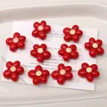 Vibrant red acrylic five-petal flower beads with yellow centers for DIY jewelry making - 19mm (Aperture Approx 2.8mm) / Red (5 Pcs/Pack)