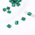 Cuentas rectangulares de malaquita verde y negra con diseño de doble orificio para joyas - Imitación de Malaquita