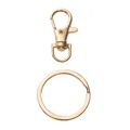 DIY zinc alloy keychain set with swivel lobster clasp and flat ring in light gold finish - 32mm Clasp + 30mm Ring (5 Sets/Pack) / KC Gold