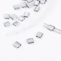 Cuentas de hematita rectangulares plateadas con doble agujero para joyería DIY - Oro blanco