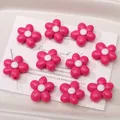 Pink acrylic five-petal flower beads with white centers for DIY jewelry making - 19mm (Aperture Approx 2.8mm) / Rose Red (5 Pcs/Pack)