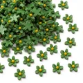 7mm green resin five-petal flower charms with yellow center for DIY accessories - 50 Pieces/Pack (7mm) / Green