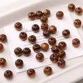 Perles rondes en bois à rayures de tigre pour la création de bijoux et bracelets DIY - Perle ronde en bois de pin / 20 Pièces/Paquet (Env. 9×10mm) / Marron