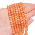Perline rotonde in pietra occhio di gatto arancione per bracciali e collane DIY - 6mm Arancione (1 Filo/Confezione, circa 65 pezzi)