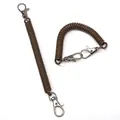 Dark brown retractable spring keychain with silver metal lobster clasps for DIY accessories - Double Buckle Style / 1 Piece/Pack (18cm) / Coffee