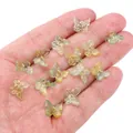 Mini butterfly glass charms with green and yellow gradient and gold leaf for jewelry DIY - 10×11mm / Yellow Green Gold Foil