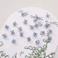 DIY light blue flower charm with gold beads for handmade jewelry lily of the valley - 5mm / Four-Petal Flower / 5 Pieces / Blue