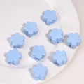 Light blue acrylic five-petal flower beads with side holes for DIY jewelry making - Plum Blossom / 1 Piece/Pack (22x14mm, Hole Approx 6.5mm) / Light Blue