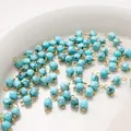 DIY jewelry charm with 4mm turquoise cube stone and gold loop for bracelets - 4mm (2 Pieces/Pack) / Blue Cedar (BTB1179)