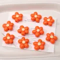 Orange acrylic five-petal flower beads with smooth finish and side holes for DIY jewelry - 19mm (Aperture Approx 2.8mm) / Orange (5 Pcs/Pack)