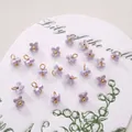 Purple lily of the valley resin flower charms with golden loops for DIY jewelry making - 5mm / Four-Petal Flower / 5 Pieces / Purple