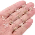 Transparent butterfly charms with gold foil flakes for DIY jewelry making in 10x11mm size - 10×11mm / Transparent Gold Foil