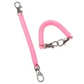 Pink telescopic spring coil keychain with dual silver lobster claw clasps for DIY accessories - Double Buckle Style / 1 Piece/Pack (18cm) / Pink