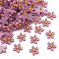 DIY purple resin five-petal flower charms with yellow center for handmade hair accessories - 50 Pieces/Pack (7mm) / Purple