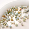 4mm faceted amazonite natural stone square pendant with gold metal clasp for DIY jewelry - 4mm (2 Pieces/Pack) / Amazonite (BTB1179)