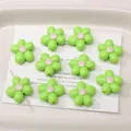 DIY acrylic light green five-petal flower beads with pink center and side hole - 19mm (Aperture Approx 2.8mm) / Green (5 Pcs/Pack)
