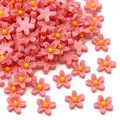 Pink and yellow resin five-petal flower charms for DIY crafts and hair accessories - 50 Pieces/Pack (7mm) / Watermelon red